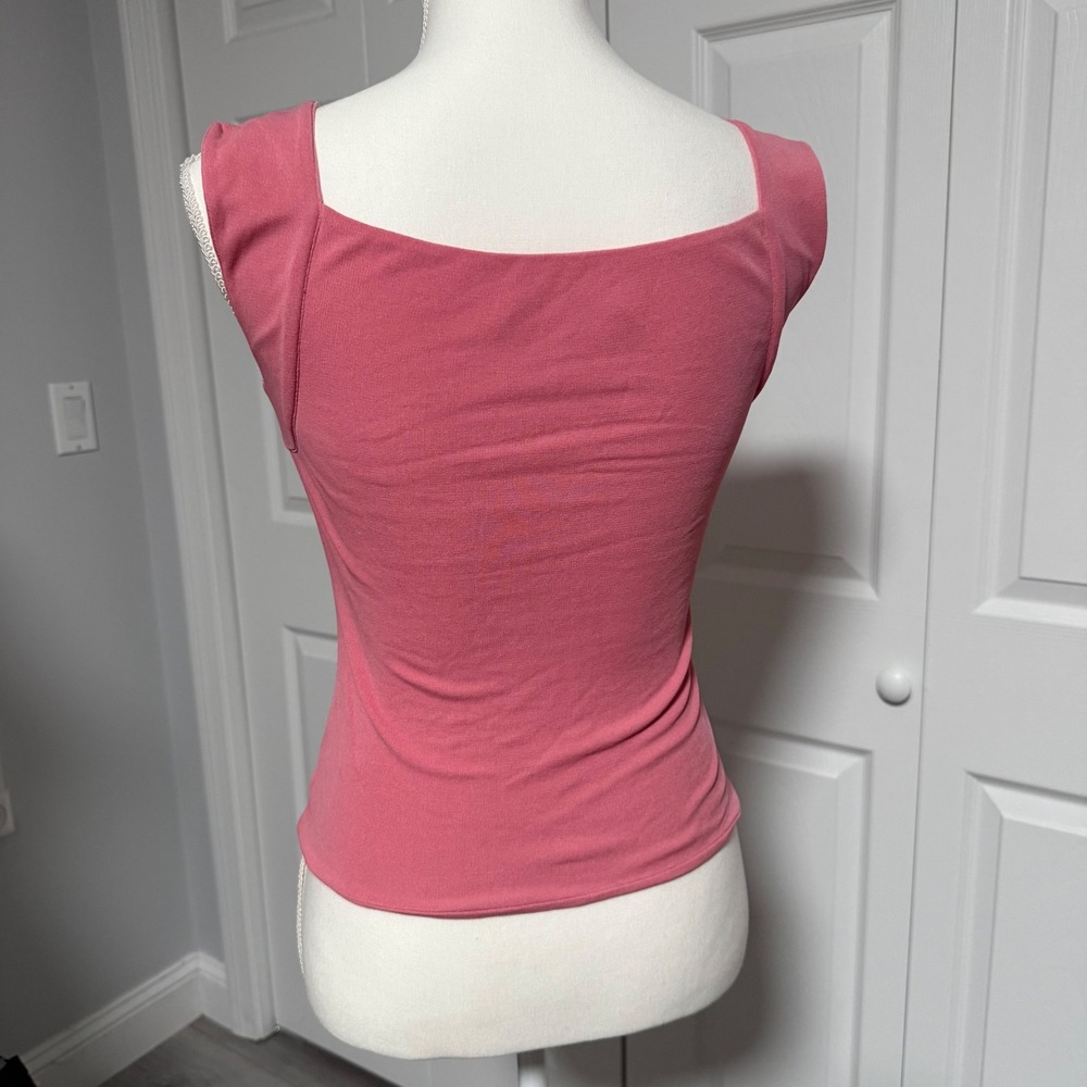Y2K Classiques Center Silk Pink Ruched Tank Top Square neck Womens XS fairy - Picture 4 of 9